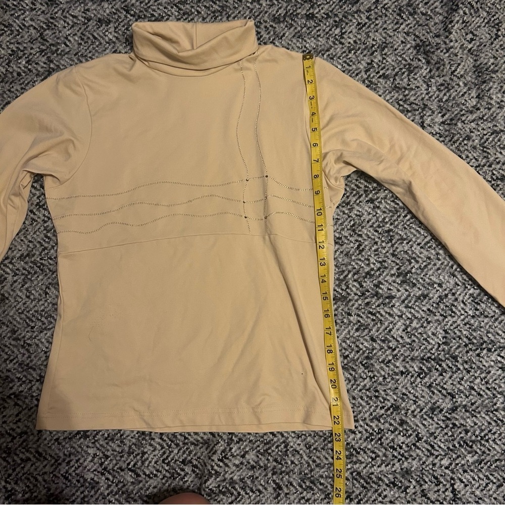Nils Medium Pale Yellow High Neck Long Sleeve Ski Sportswear Base Layer w Gems - Picture 9 of 10